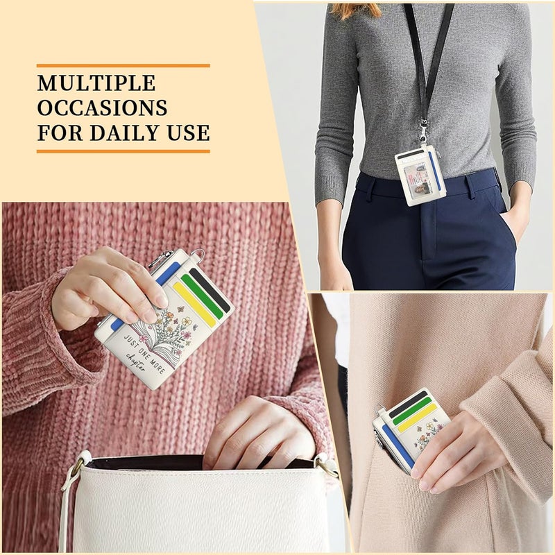 Hancynir Book Lover Floral Flower Slim Wallet Women Credit Card Holder Cute RFID Blocking Small Card Wallets Mini Front Pocket PU Leather Thin Travel Zipper Coin Cash Ladies Female Wallet Gifts - Image 3